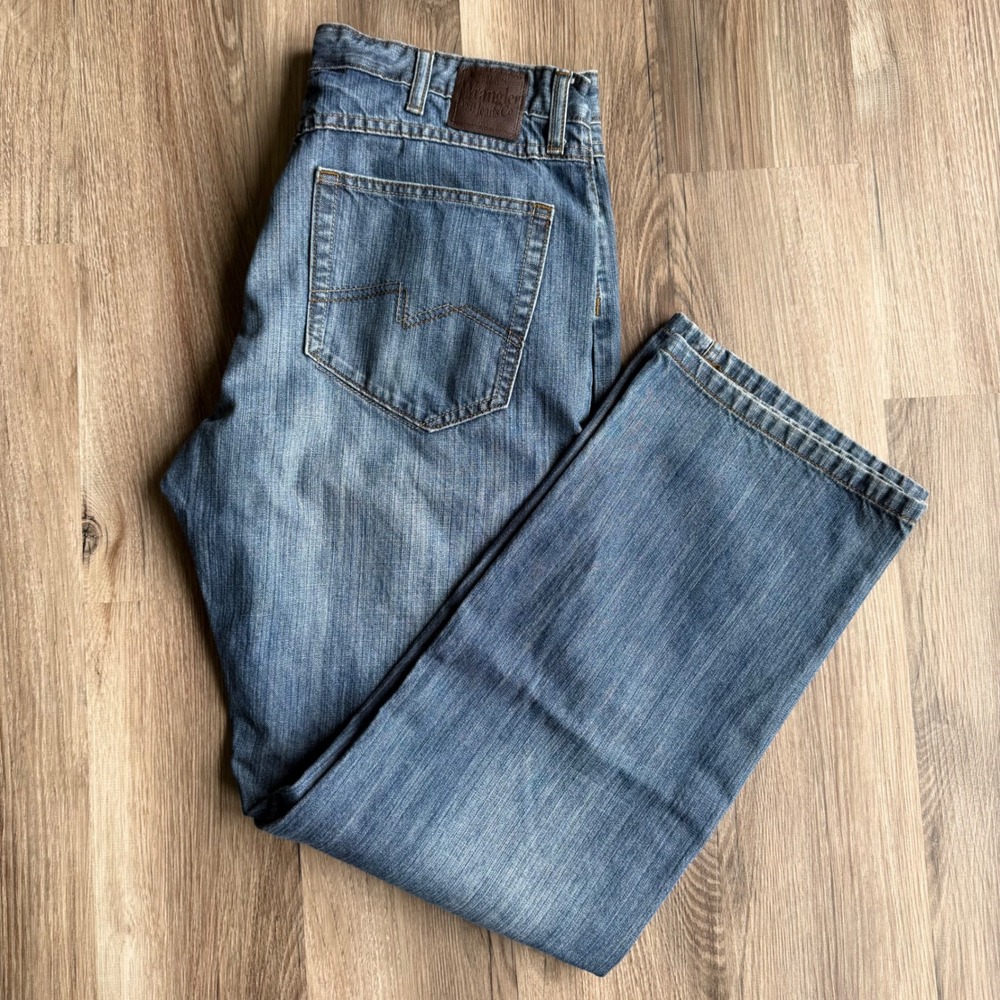 Vintage Wrangler Jeans Co Mens Straight Fit Blue Denim Jeans 34x32 Medium Wash